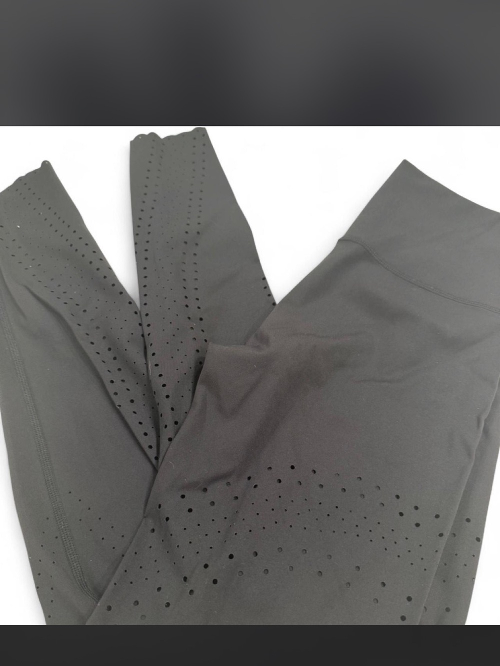 Women's Black High-Waist Performance Leggings with Laser-Cut Detail